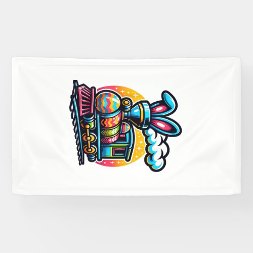 Bunny Train Railroad Easter Egg Kids Toddler Boys  Banner