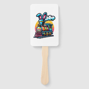 Bunny Train Railroad Easter Egg Kids Toddler Boys  Hand Fan