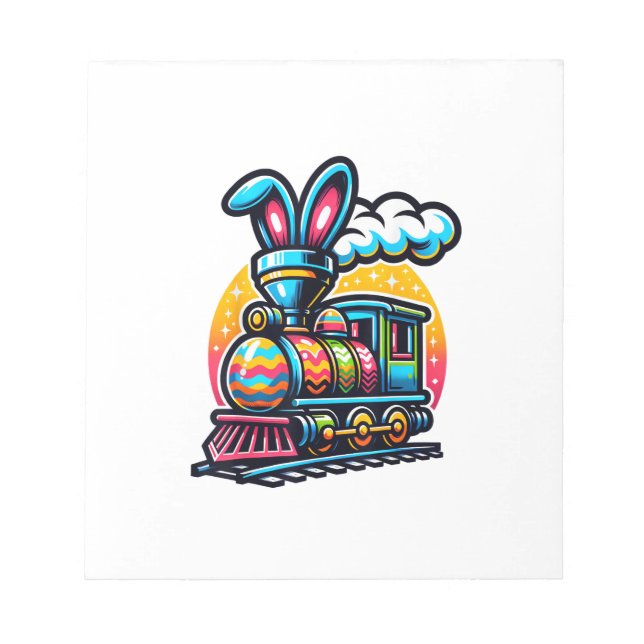 Bunny Train Railroad Easter Egg Kids Toddler Boys  Notepad (Front)