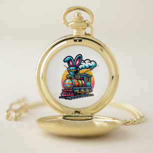 Bunny Train Railroad Easter Egg Kids Toddler Boys  Pocket Watch