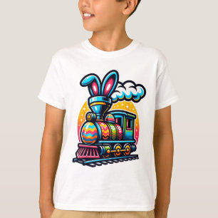 Bunny Train Railroad Easter Egg Kids Toddler Boys T-Shirt
