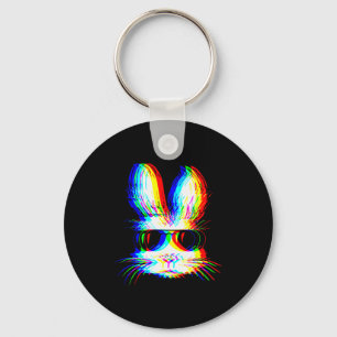 Bunny Trippy Varwave Easter Techno Rave Edm Music  Keychain