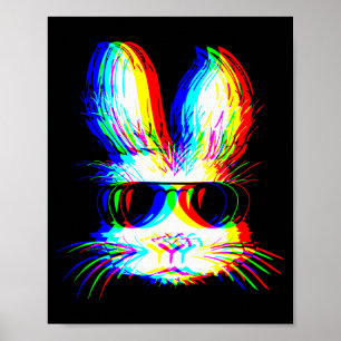 Bunny Trippy Varwave Easter Techno Rave Edm Music Poster