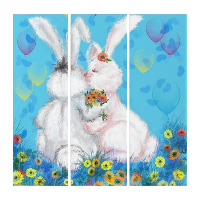 Bunny Triptych - Hug - Painting (Front)