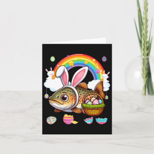 Bunny Trout Fish Easter Hunting Eggs Basket Colorf Card