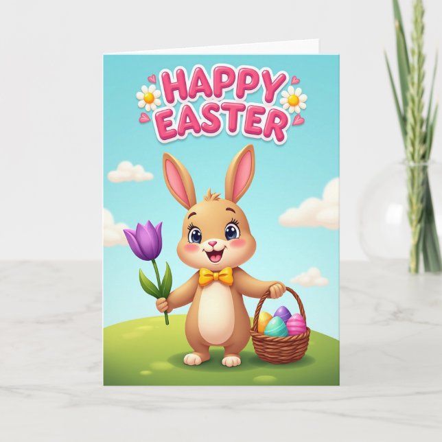 Bunny Tulips Easter Pattern Card (Front)
