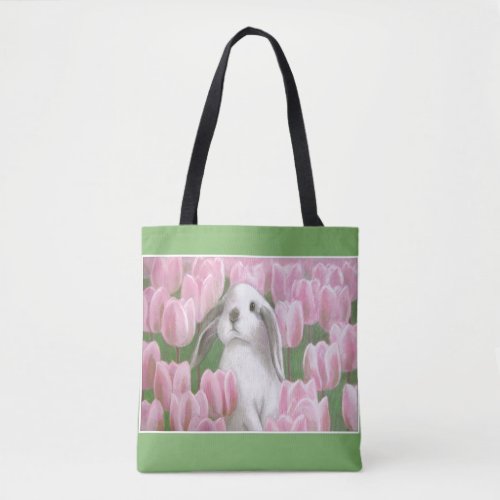 Bunny  Tulips Tote Bag