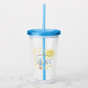 Bunny Turning One Around The Sun Boys 1st Birthday Acrylic Tumbler