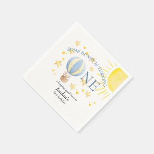 Bunny Turning One Around The Sun Boys 1st Birthday Napkins