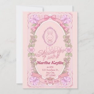 Bunny Twin Baby Shower Invitation