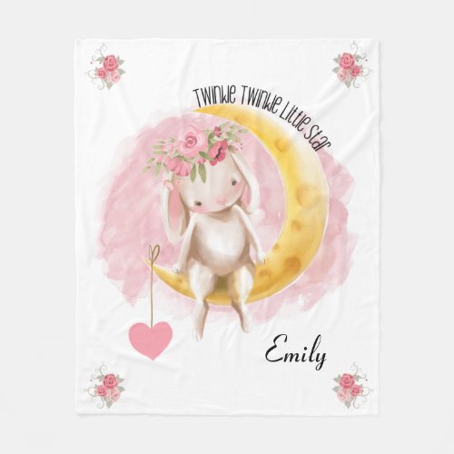Bunny Twinkle Twinkle Little Star Nursery Rhyme  F Fleece Blanket