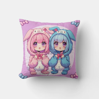 Bunny Twins Throw Pillow