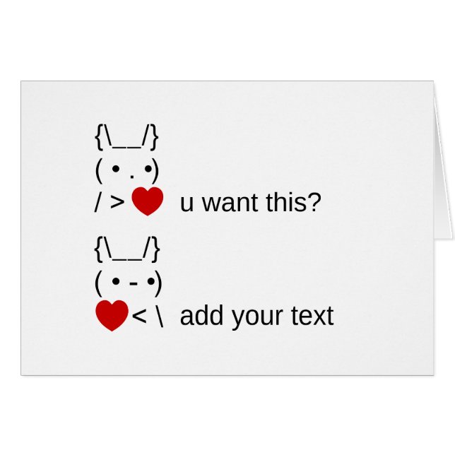 bunny u want this? / Customizable ASCII Text Art Cards (Front Horizontal)