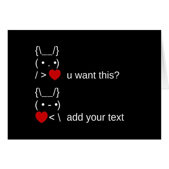 bunny u want this? / Customizable ASCII Text Art Cards (Front Horizontal)