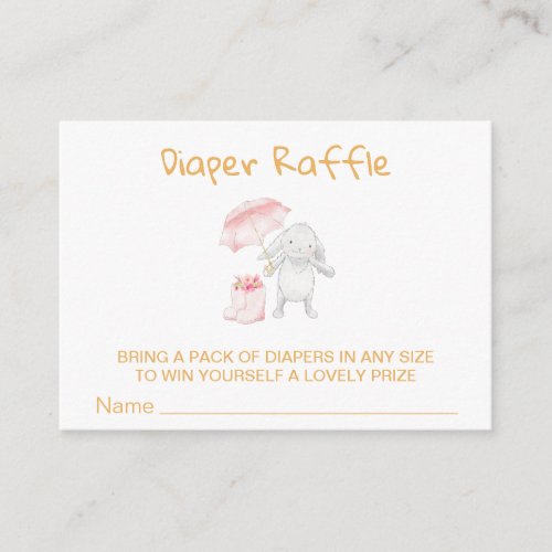*~* Bunny Umbrella Boots Flower PINK Diaper Raffle Enclosure Card