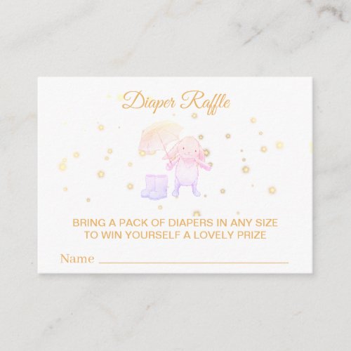 ~* Bunny Umbrella Boots Lavender Diaper Raffle Enclosure Card
