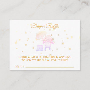 ~* Bunny Umbrella Boots Lavender Diaper Raffle Enclosure Card