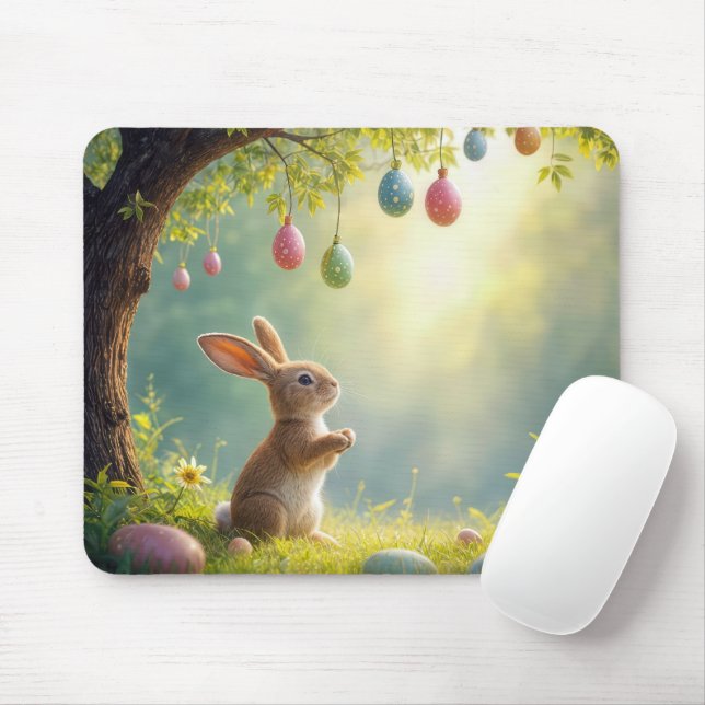 Bunny Under An Easter Egg Tree Mouse Pad (With Mouse)
