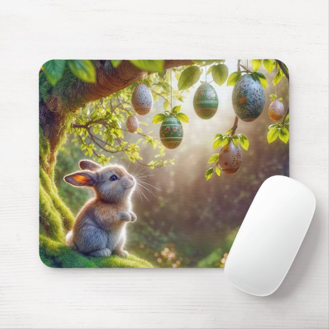 Bunny Under An Easter Egg Tree Mouse Pad (With Mouse)
