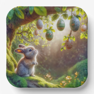 Bunny Under An Easter Egg Tree Paper Plates