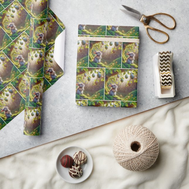 Bunny Under An Easter Egg Tree Wrapping Paper (Crafts)