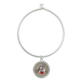 Bunny Valentine Bangle Bracelet With Round Charm