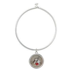 Bunny Valentine Bangle Bracelet With Round Charm