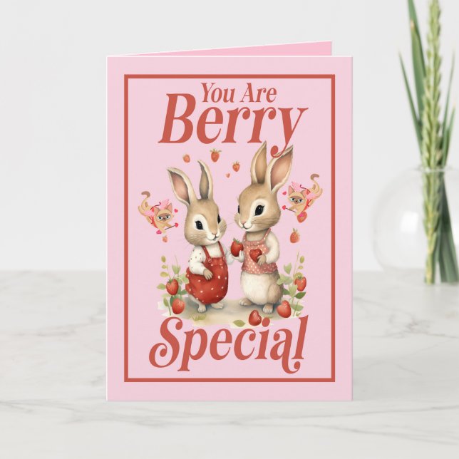 Bunny Valentine Card in Pink (Front)