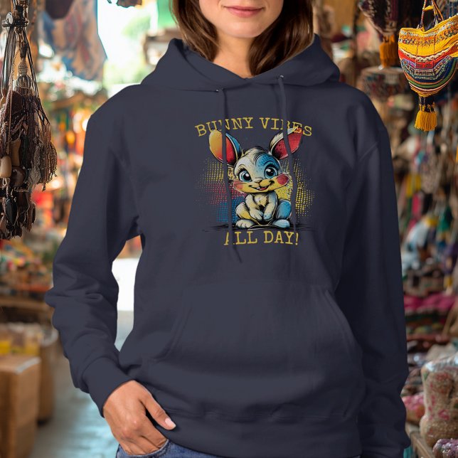 Bunny Vibes All Day! - Cheerful Rabbit Hoodie (Creator Uploaded)