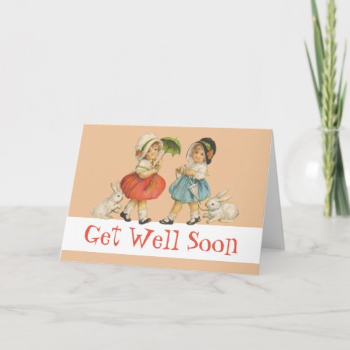 Bunny Vintage Get Well Card Template Custom