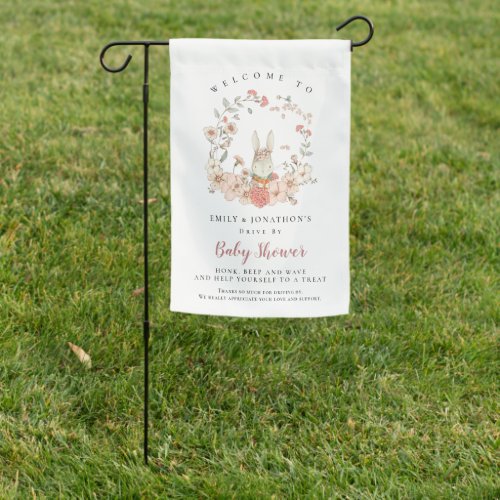 Bunny Vintage Welcome Drive By GIrl Baby Shower  Garden Flag