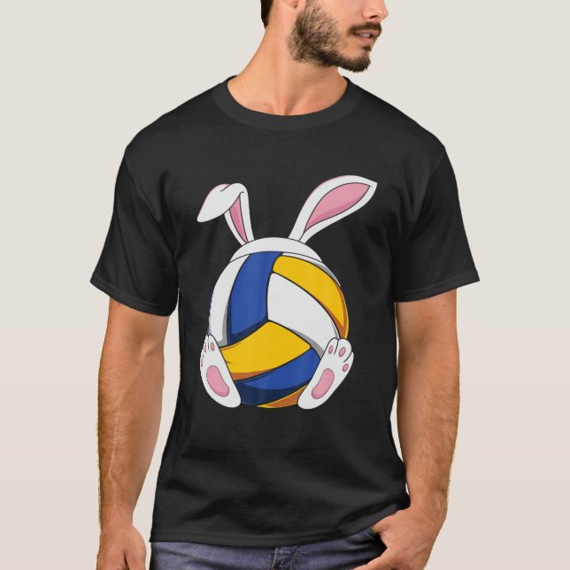 Bunny Volleyball Heartbeat Funny Easter Day Bunny T-Shirt (Front)
