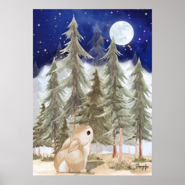 Bunny Wall art Poster  Starry Night (Front)