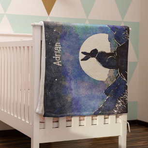 Bunny Watches The Night Sky Baby Blanket