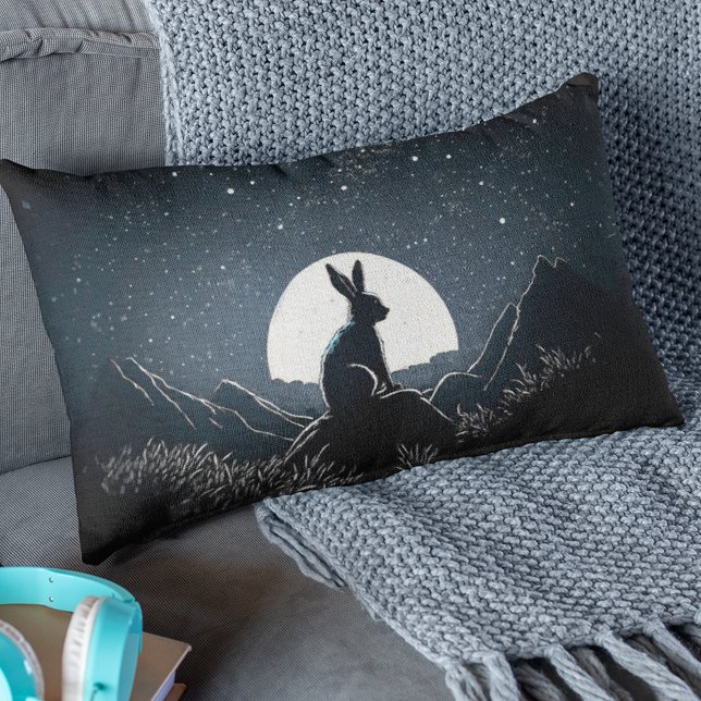 Bunny Watches The Night Sky  Lumbar Pillow (Creator Uploaded)