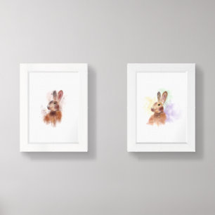 Bunny Watercolor 2 piece framed art Wall Art Sets
