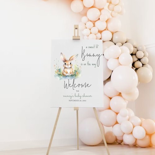 Bunny Watercolor Spring Baby Shower Welcome Sign