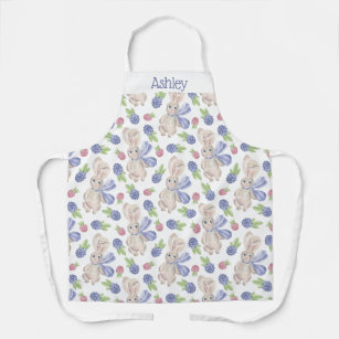 Bunny watercolor spring berry apron