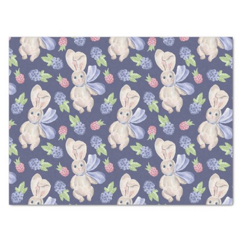 Bunny watercolor spring berry tissue paper