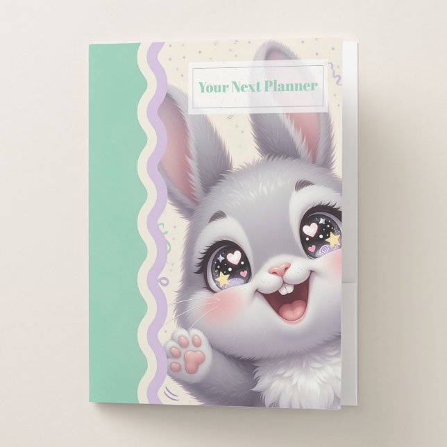 Bunny Waving Pocket Folder (Front)