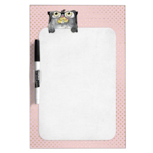 Bunny wearing eye glasses dry erase board