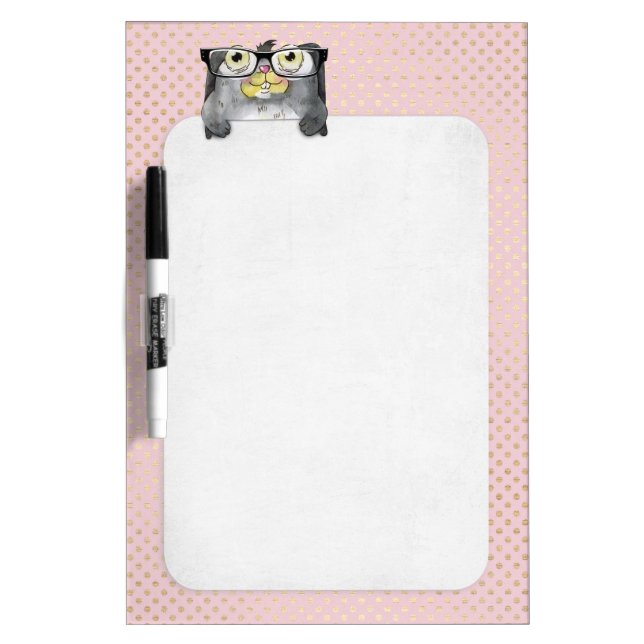 Bunny wearing eye glasses dry erase board (Front)
