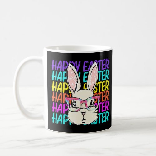 Bunny Wearing Tie Dye Glasses Happy Easter Day  Coffee Mug