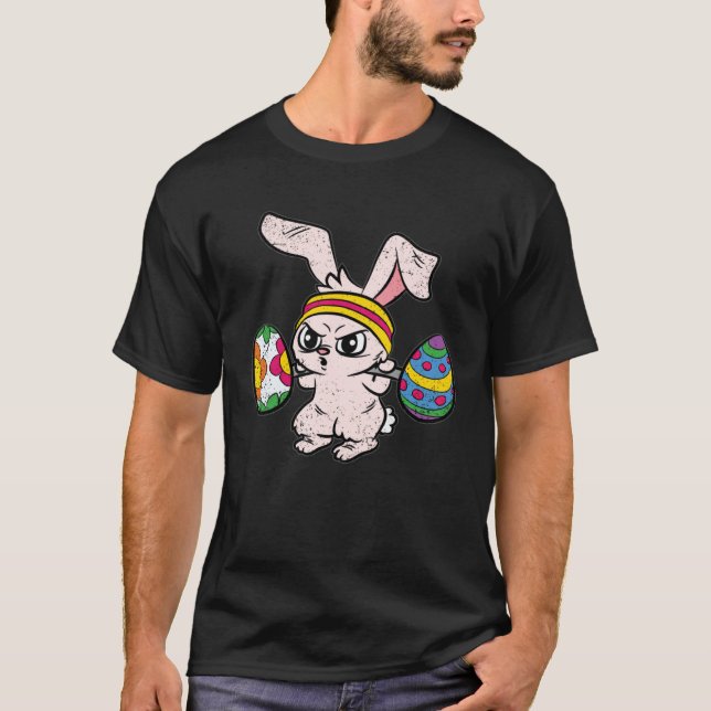 Bunny Weight Lifting Easter Cute Gym Workout Fitne T-Shirt (Front)