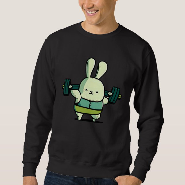Bunny Weightlifting Bodybuilding Easter Sweatshirt (Front)
