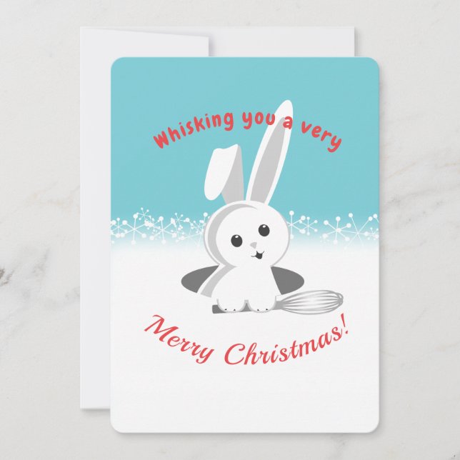 Bunny whisk holiday baking Christmas card (Front)