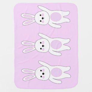 Bunny. White and pink. Baby Blanket
