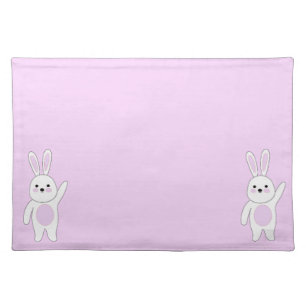 Bunny. White and pink Cloth Placemat