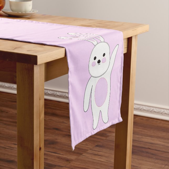 Bunny. White and pink Long Table Runner (In Situ)