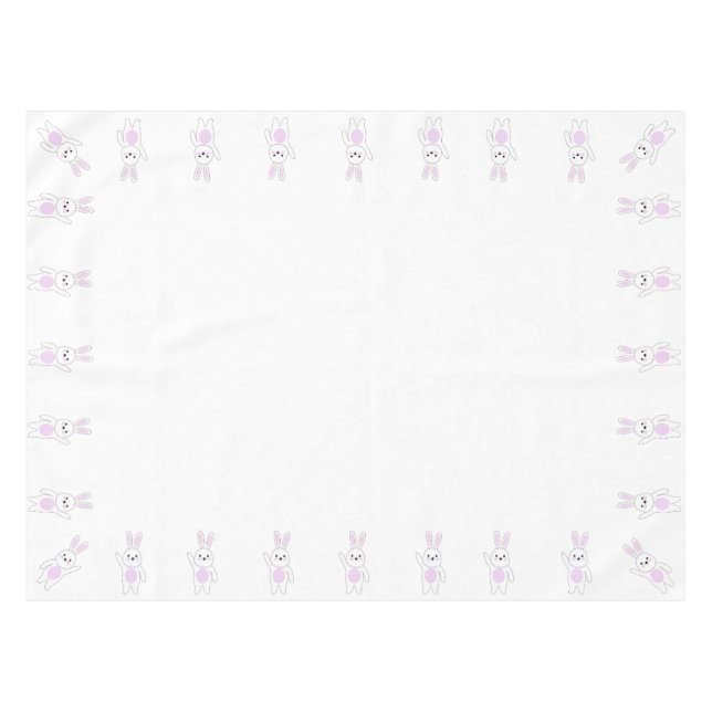 Bunny. White and pink Tablecloth (Front (Horizontal))